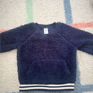 Carter's Navy Plush Crewneck Sweater with Stripe Hem